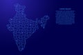 India map from blue pattern from composed puzzles and glowing space stars. Vector illustration Royalty Free Stock Photo
