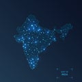 India map with cities.