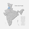 India map country state Punjab, vector template