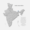 India map country state Sikkim, vector template