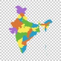 India map with federal states. Flat vector Royalty Free Stock Photo