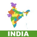 India map with federal states. Flat vector Royalty Free Stock Photo