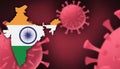 India map with flag pattern on corona virus update on corona virus background, space for add text,information,report new case,