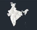 India map Infographics flat design colors snow white individual regions blank