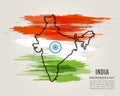 India map in national flag tricolors. Abstract background for Independence Day. Royalty Free Stock Photo