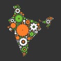 India map silhouette mosaic of cogs and gears Royalty Free Stock Photo