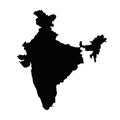 India map silhouette in black on a white background isolated. Royalty Free Stock Photo