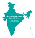 India map with Social Distancing #stayathome tag
