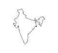 India Map, on white background. Vector illustration. Outline Royalty Free Stock Photo