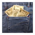 India money.Indian currency in jeans pocket.Currency.Indian Currency in use in India