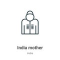 India mother outline vector icon. Thin line black india mother icon, flat vector simple element illustration from editable india