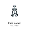 India mother outline vector icon. Thin line black india mother icon, flat vector simple element illustration from editable india