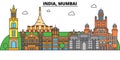India, Mumbai, Hinduism. City skyline, architecture, buildings, streets, silhouette, landscape, panorama, landmarks Royalty Free Stock Photo