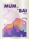 India Mumbai skyline city gradient vector poster