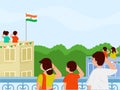 India National Festival Celebration Background With Indian People Saluting Flag At Their Roof Royalty Free Stock Photo