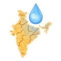 India needs water. Water scarcity concept. Drought in India and a drop of water. Vector illustration, isolated, white background Royalty Free Stock Photo