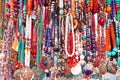 India, New Delhi, 30 Mar 2048 - Souvenirs, jewelry, carpets, clothes and scarfs on traditional market in Delhi