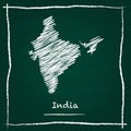 India outline vector map hand drawn with chalk on.