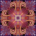 India vector paisley pattern, decorative ornament for textile, wrapping or bandana decor. Bohemian style kerchief design Royalty Free Stock Photo
