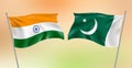 India Pakistan flag together face to face, gradient background