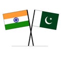 India and Pakistan Flags on poles symbolizing relationship or challenge and disagreement concepts. Royalty Free Stock Photo