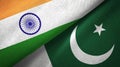 India and Pakistan two flags textile cloth, fabric texture