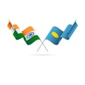 India and Palau flags. Vector illustration.