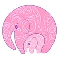 India - parsley patterned elephant, oriental Indian icon and illustration