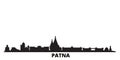 India, Patna city skyline isolated vector illustration. India, Patna travel black cityscape