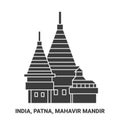 India, Patna, Mahavir Mandir travel landmark vector illustration