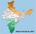 India political map divide by state colorful outline simplicity style