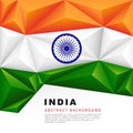 India polygonal flag. Vector illustration. Abstract background in the form of colorful orange, white and green stripes