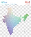 India polygonal map, mosaic style country.