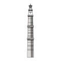India qutub minar building symbol isolated in black and white
