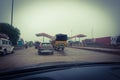 India- rajasthan- highway- 28 november 2019, some vehicle moves on a toll booth