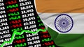 India Realistic Flag, Stock Finance Market Rising, Fabric Texture 3D Illustration