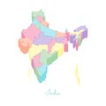 India region map: colorful isometric top view.