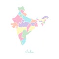 India region map: colorful with white outline.