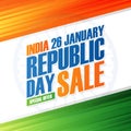 India Republic Day Holiday Sale banner. Special offer background in indian national flag colors for business. Royalty Free Stock Photo