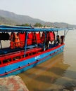 India rishikesh boating mountains ganges water temples view shore