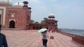 India`s meditation teacher with family visiting of Taj Mahal. Taj Mahal is in famous of world. This is photo of Taj Mahal.