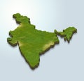 India map is green on a blue 3d background Royalty Free Stock Photo