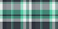 India seamless plaid fabric, october background check textile. Silky vector texture tartan pattern in teal and grey colors
