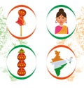 India set of patriotic icons collection Royalty Free Stock Photo