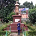 In India at shillong Ramkrishna Mission a girl standing look like a Swami Vivekananda.