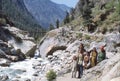 1977. India. A small group of pilgrims on their way to Manikaran.