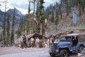 1977. India. A small tea-shop on the Leh-Manali highway. Royalty Free Stock Photo