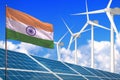 India solar and wind energy, renewable energy concept with solar panels - renewable energy against global warming - industrial