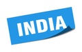 India sticker. India square peeler sign.