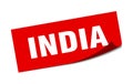 India sticker. India square peeler sign.
